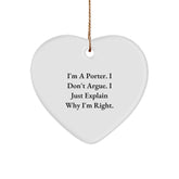 Funny Porter Gifts Heart Ornament for Men - Gifts from Friends, Coworkers, or Family for Christmas Unique Gifts - Image 1